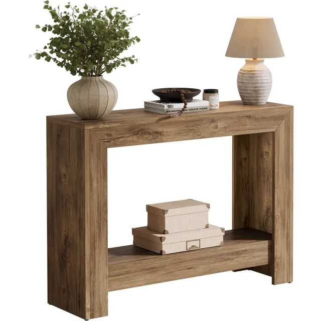 Tribesigns Consoletafel - Sidetable - Console - Haltafel - MDF - Industrieel - 105 x 30 x 80 cm - Console Tafel - Bruin