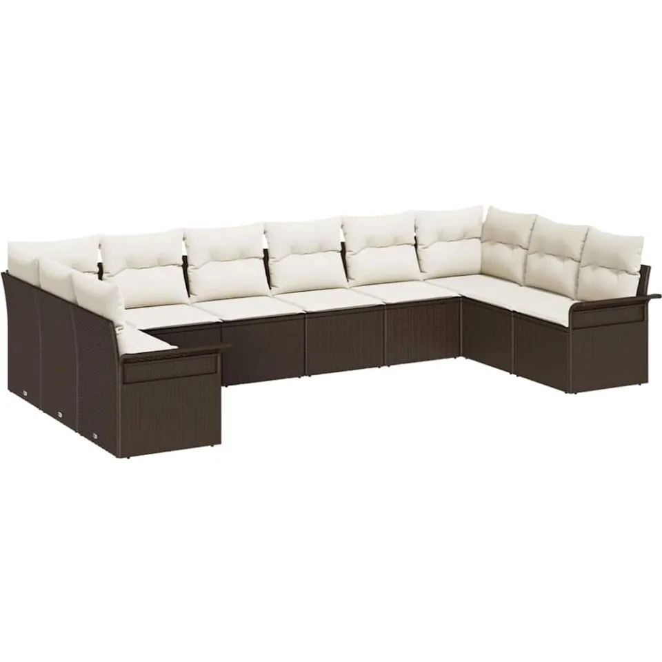 vidaXL Tuin Sofa Set 10 st Bruin poly rattan