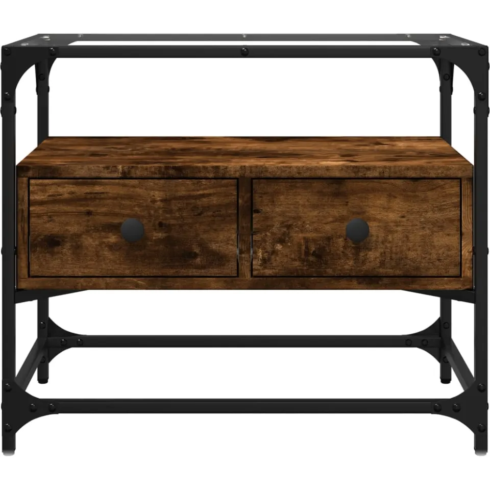 vidaXL Tv-meubel met glazen blad 60x35x51 cm hout gerookt eikenkleurig Bruin
