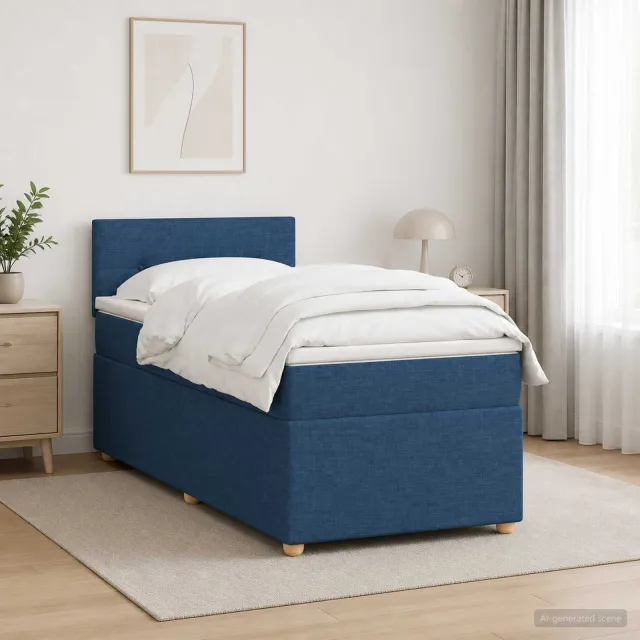 vidaXL Boxspringbed met matras met hoofdeinde Blauw 100 x 200 cm Stof