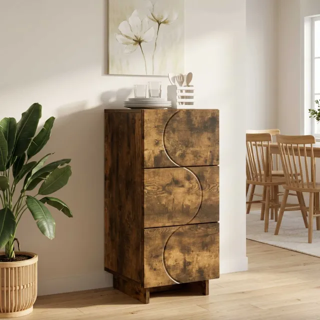 vidaXL Dressoir Gerookt eiken 33.5 x 34.5 x 75 cm Bewerkt hout, foto 2