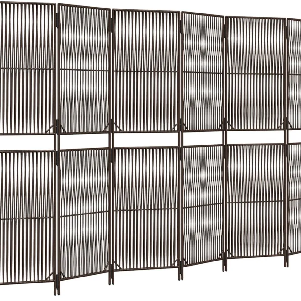 vidaXL Kamerscherm 6 panelen poly rattan bruin, foto 3