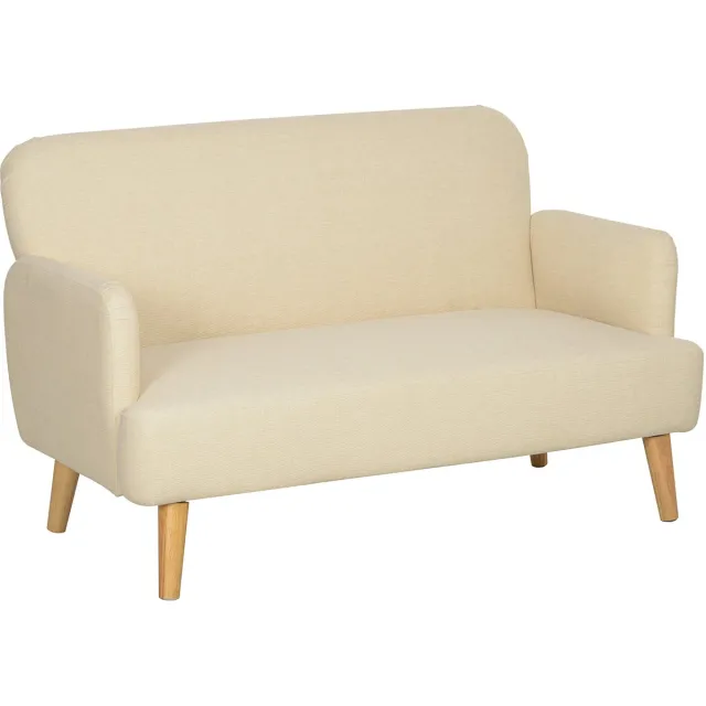 Homona 2-zitsbank - Met armleuningen - 130 x 74 x 79 cm - Crèmewit