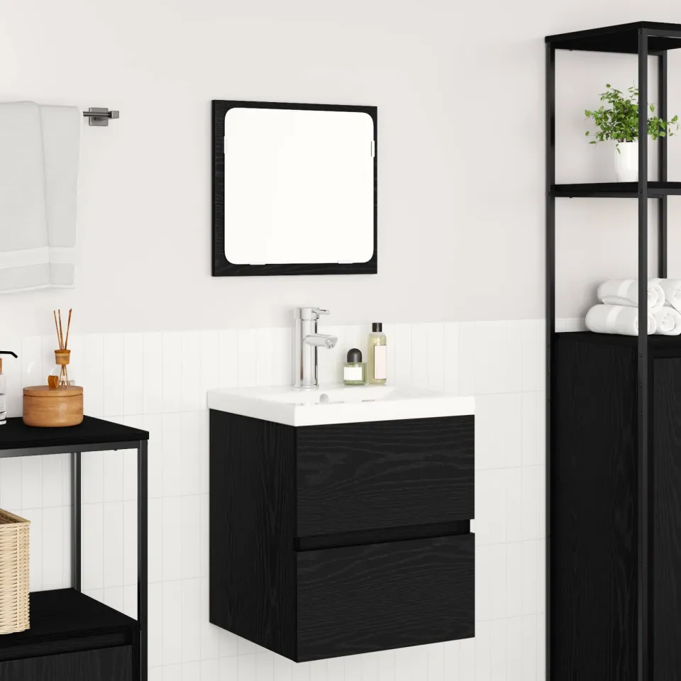 vidaXL Badkamermeubelset 2 st Zwarte Eik en Wit 42 x 39 x 45 cm, foto 3