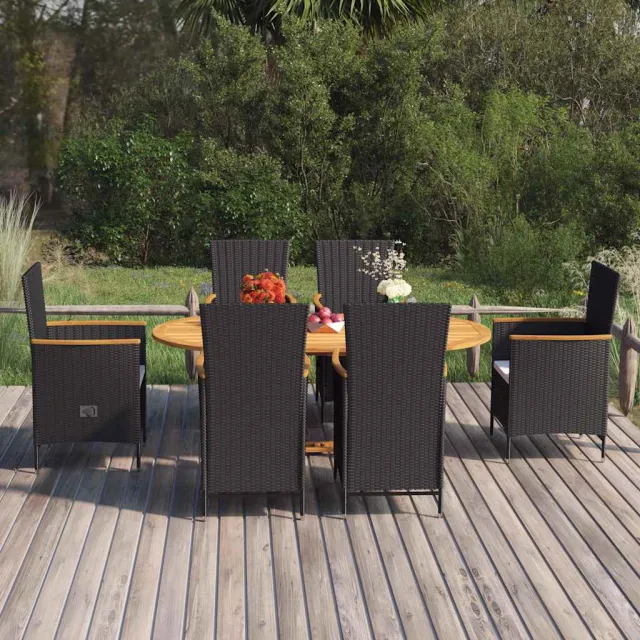 vidaXL 7-delige Tuinset poly rattan zwart, foto 2