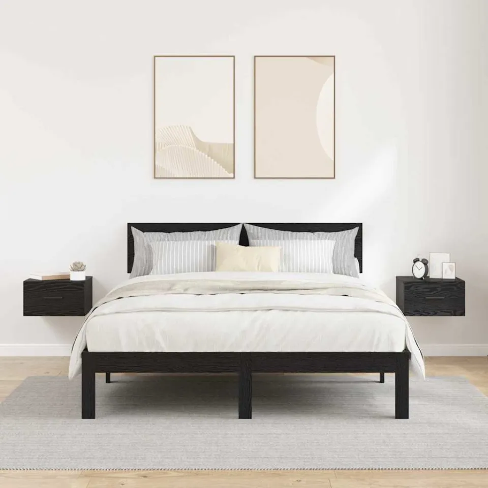 vidaXL Nachtkastje 2 st Zwart eiken 35 x 35 x 20 cm Bewerkt hout, foto 4