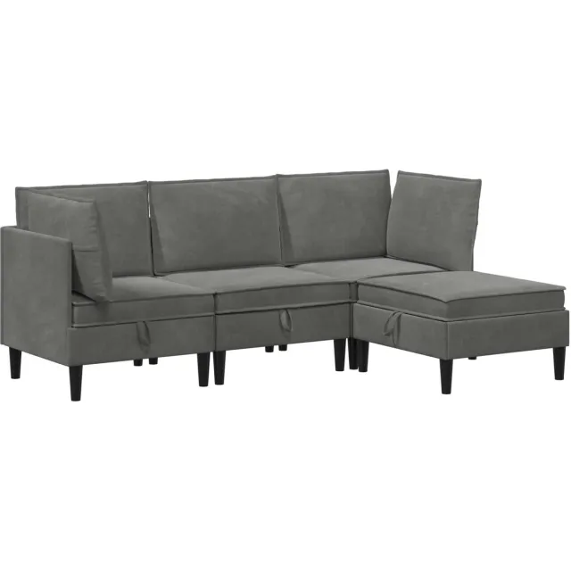 vidaXL Woonkamer - Meubelset - 4 - st - 210 - x - 70 - x - 82 - cm - Donkergrijs - Fluweel