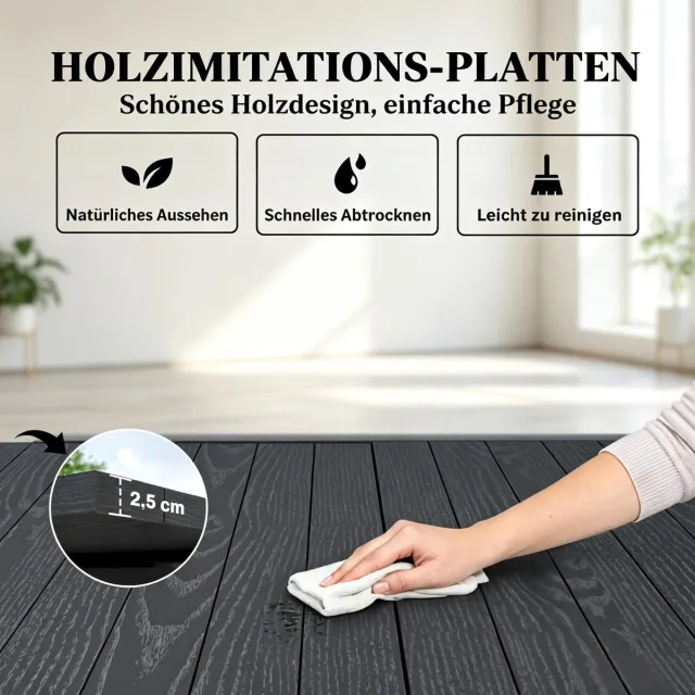 DESMIU Uitbreidbare Eettafel Voor 4 Tot 6 Personen - Moderne Houtlook Voor Tuin En Woonkamer - Aluminium - Zwart - 160x80x75 Cm