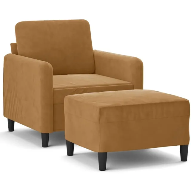 vidaXL Fauteuil - met - voetenbank - 60 - cm - fluweel - bruin