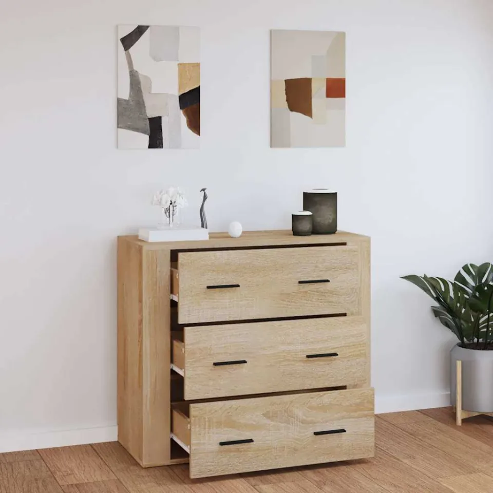 vidaXL Dressoir 80x33x70 cm bewerkt hout sonoma eikenkleurig, foto 3