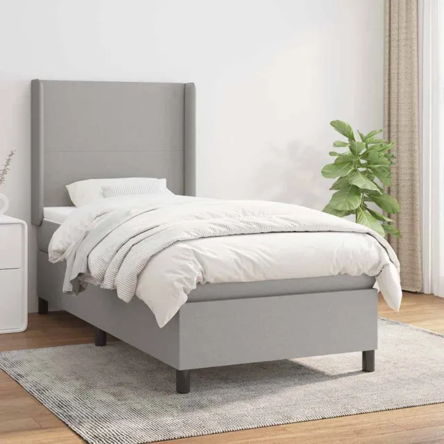 vidaXL Boxspring met matras stof lichtgrijs 100x200 cm grijs