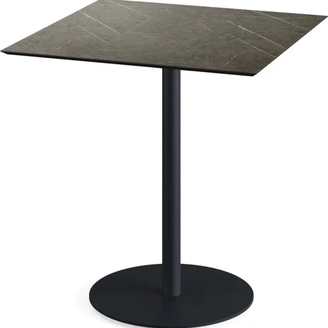 Giga Meubel Tuintafel Midnight Marble Urban Zwart Frame HPL 70x70cm - Giga Meubel