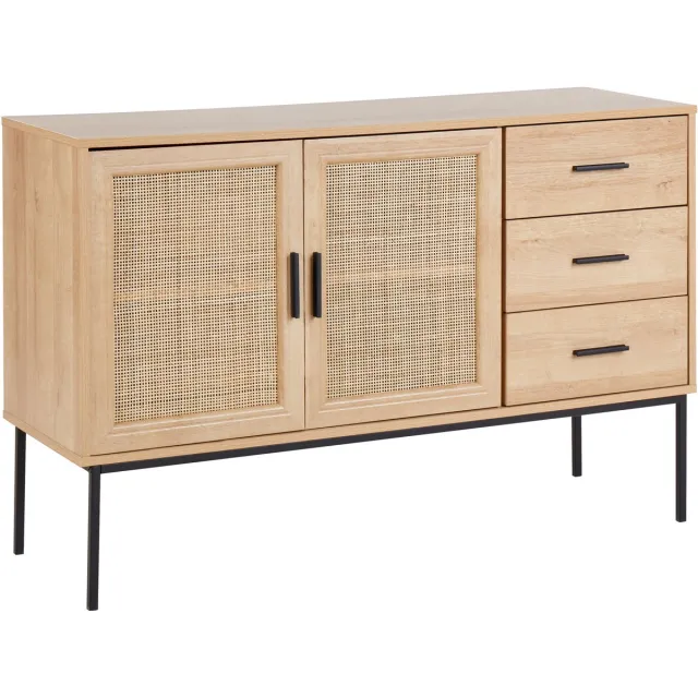 Beliani PASCO - Commode 3-lades - Lichte houtkleur - Rotan Bruin