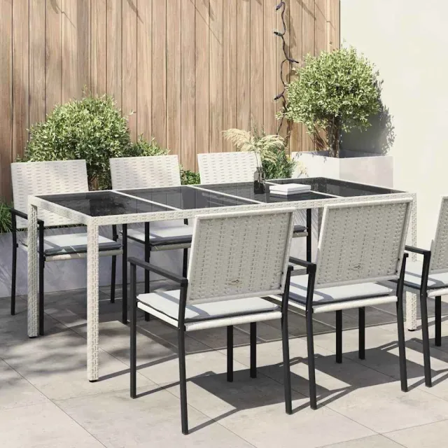 vidaXL Tuinstafel Wit poly rattan