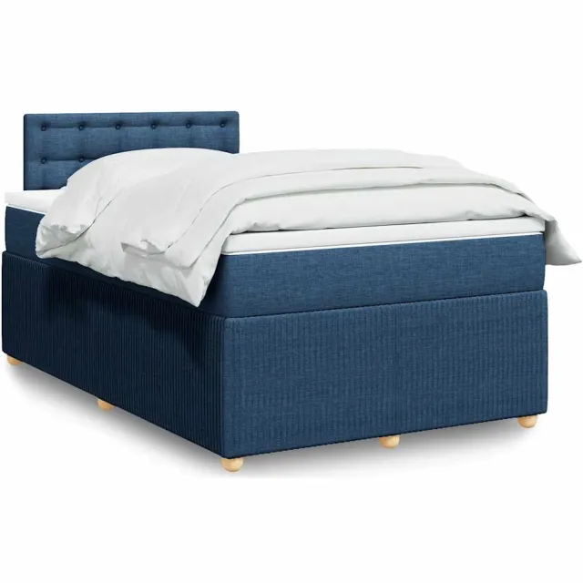 vidaXL Boxspring met matras stof blauw 120x200 cm