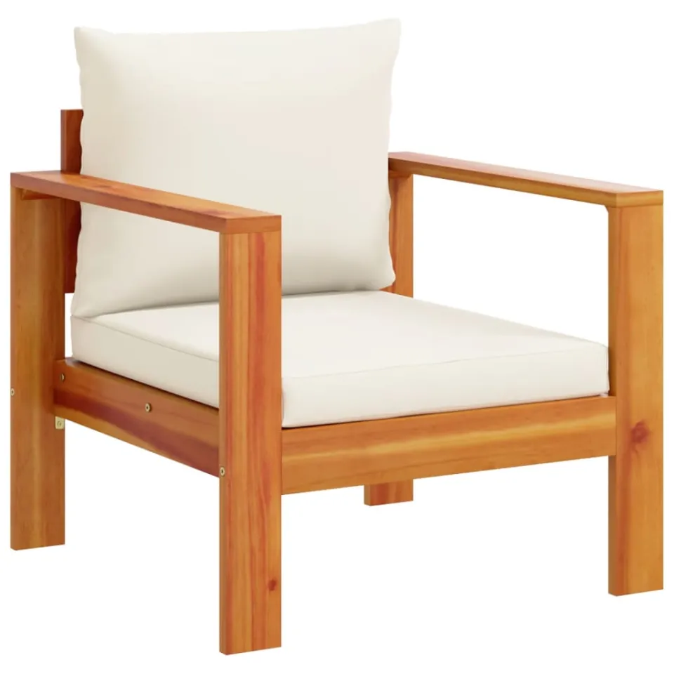 vidaXL 3-delige Loungeset met kussens massief acaciahout crème