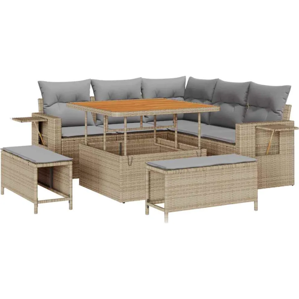 vidaXL Tuin Sofa Set 8 st Beige poly rattan