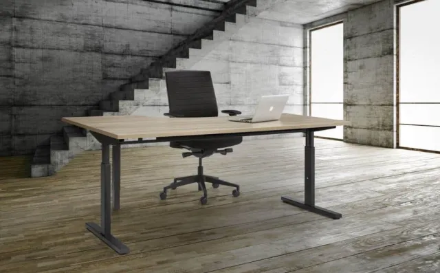 ABC Kantoormeubelen T-poot Wingbureau Quick breed 160CM diep 120CM bladkleur Beuken framekleur Aluminium (RAL9006) wingzijde Links aluminium (ral9006)/beuken