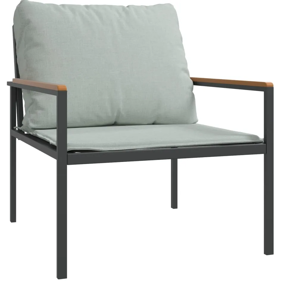 vidaXL 3-delige Loungeset met kussens staal antracietkleurig Anthraciet