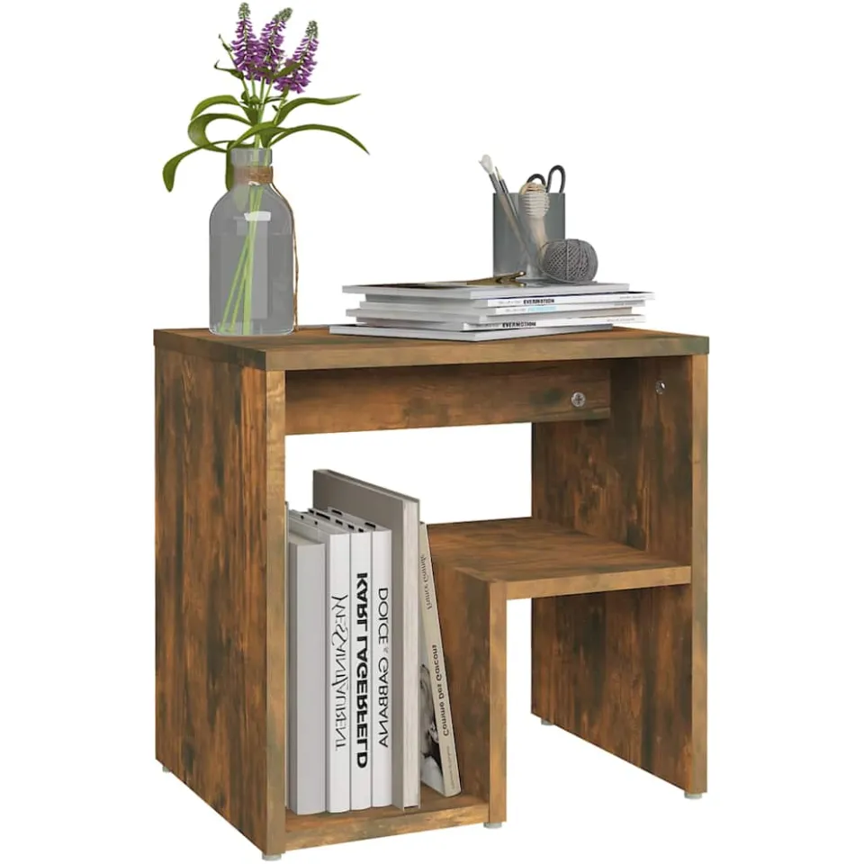 vidaXL Nachtkastje 40x30x40 cm bewerkt hout gerookt eikenkleurig Bruin