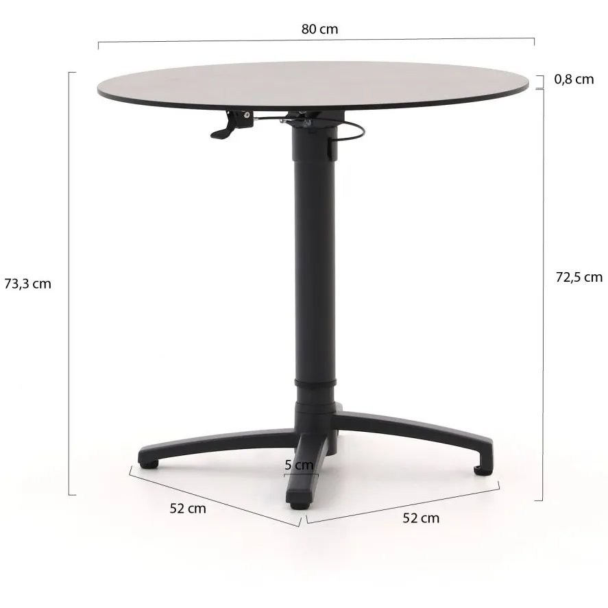 Bellagio tuinmeubelen Bellagio Canzo klaptafel ø80 (h:73/109cm) verstelbaar grijs, foto 2