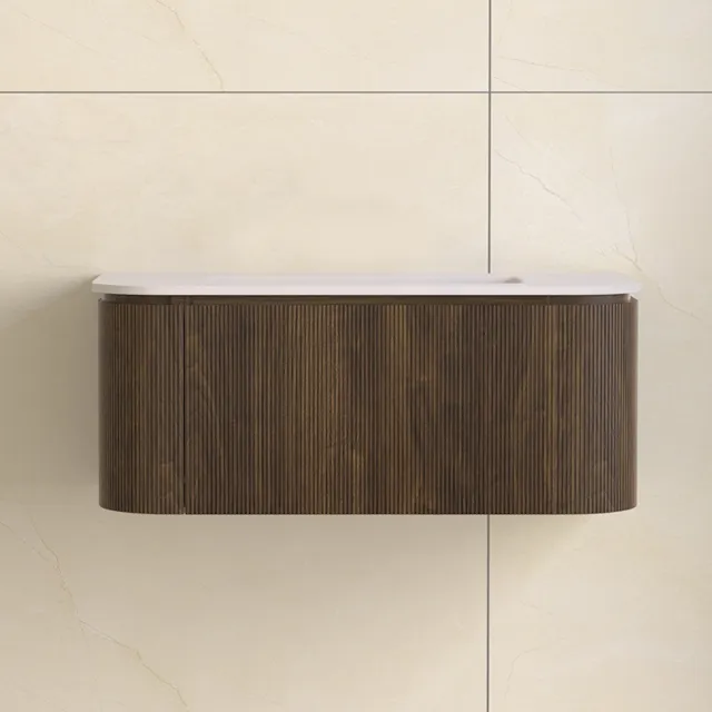 Sanilux Badmeubelset Sanilux Eleganza 100 cm Solid Surface Zonder Kraangat Dark Walnut