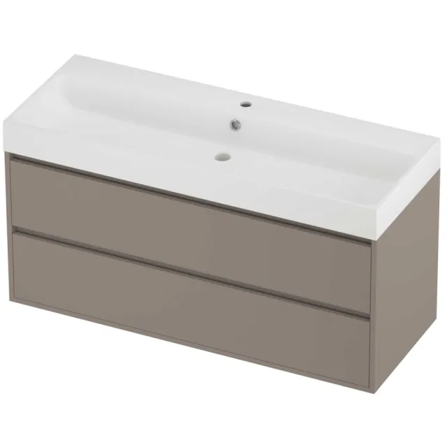 Proline Podium Badmeubelset Polystone Loft 1 Kraangat Greeploos 120x46x62 cm Mat White Clay Beige