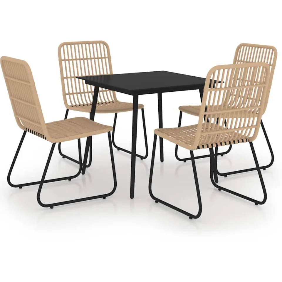 vidaXL 5-delige Tuinset poly rattan en glas bruin, foto 3