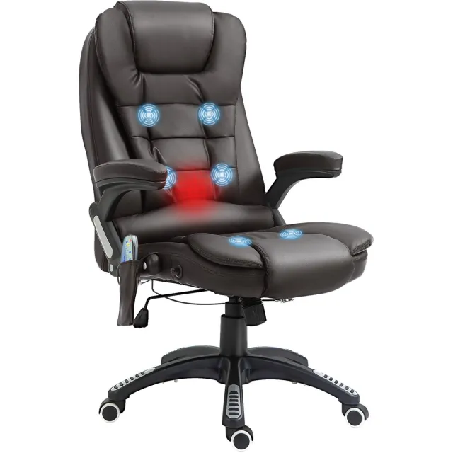 Homcom massage bureaustoel - PU - 62x68x121cm - Bruin