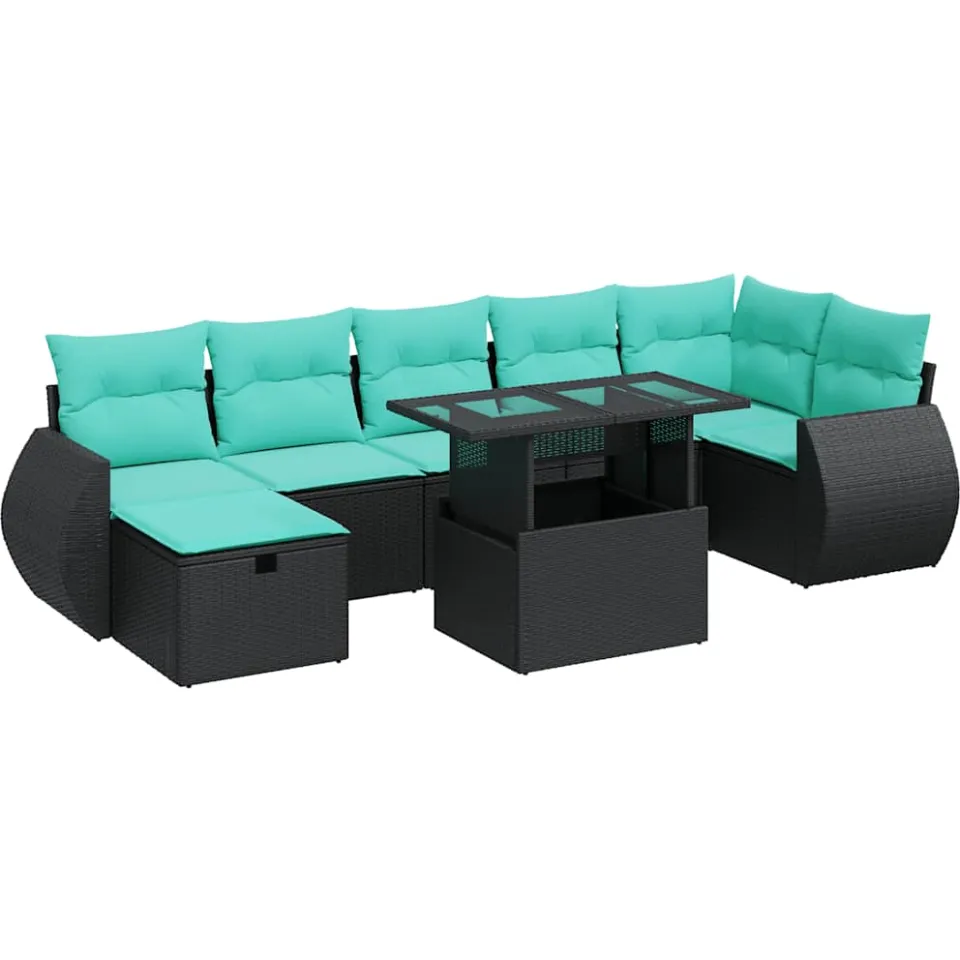 vidaXL 8-delige Loungeset met kussens poly rattan acacia grijs