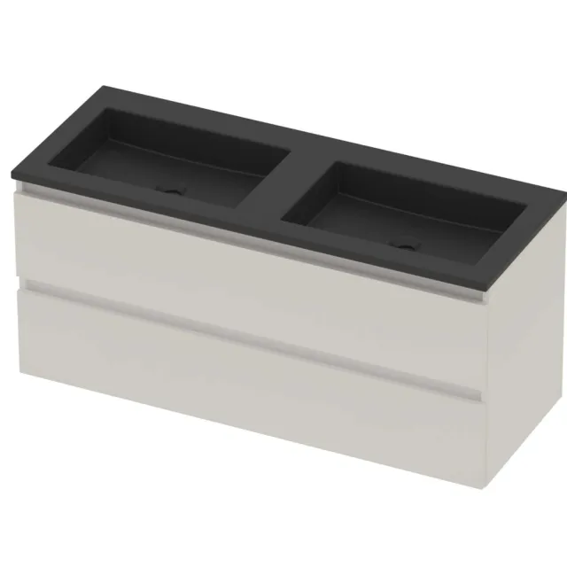 Basic-Line Aura 46 Badmeubelset Acryl 120x46x54 cm A46MZEMW120D0 Mat White Mat Zwart
