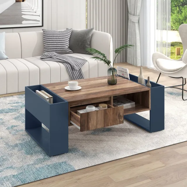 STILVORA Salontafels 106,4x40x60 cm - Salontafel Met Lade - Praktisch En Stijlvol - Rechthoekig - Table Basse - Spaanplaat - Zwart