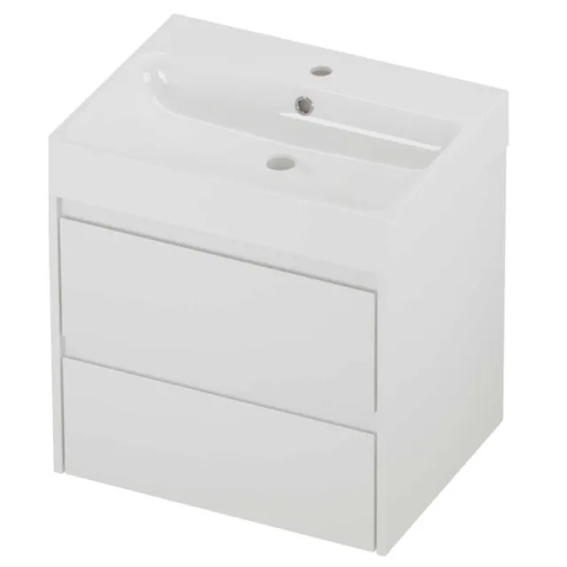 Proline Podium Badmeubelset Polystone Loft 1 Kraangat 60x46x62 cm Glans Wit Mat Wit