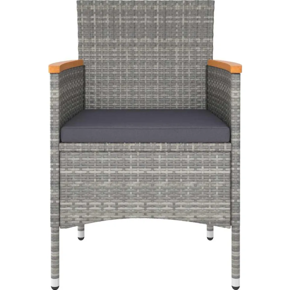 vidaXL 5-delige Bistroset poly rattan en gehard glas grijs, foto 4