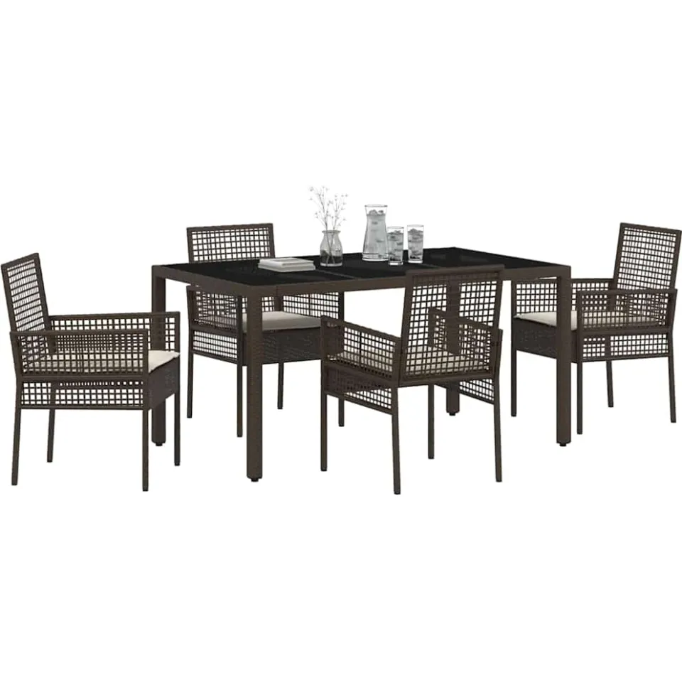 vidaXL Tuin eettafelset 5 st Bruin poly rattan, foto 2