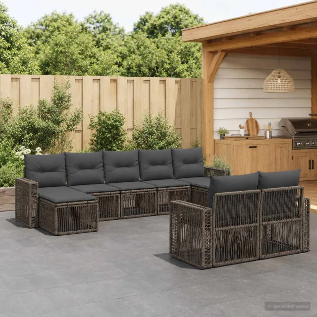 vidaXL Tuinbankenset 9 st Grijs en Donkergrijs poly rattan, foto 2