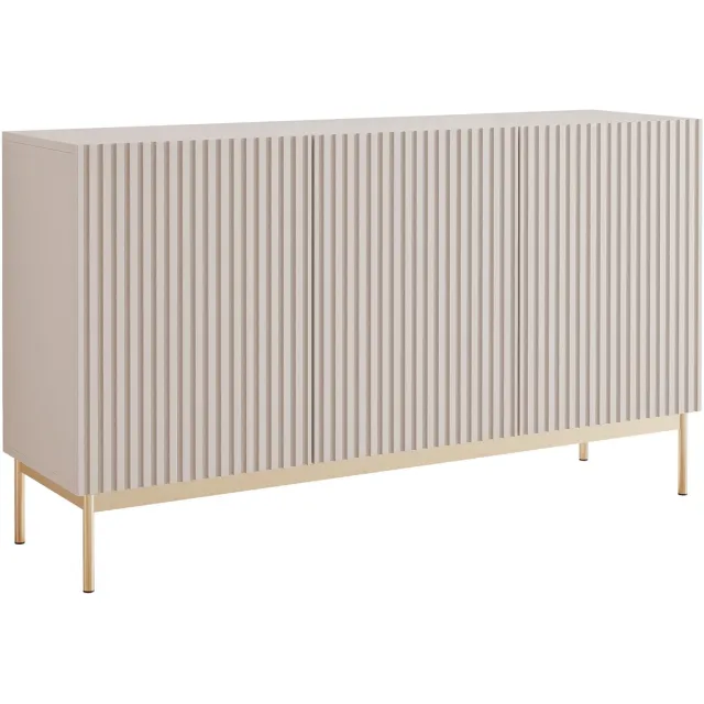 Selsey Linearis - Dressoir met 3 deuren en LED, kasjmiergrijs 138 cm Kasjmier grijs