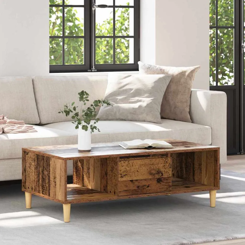 vidaXL Salontafel Oudhout 102 x 55 x 35 cm Bewerkt hout bruin, foto 3