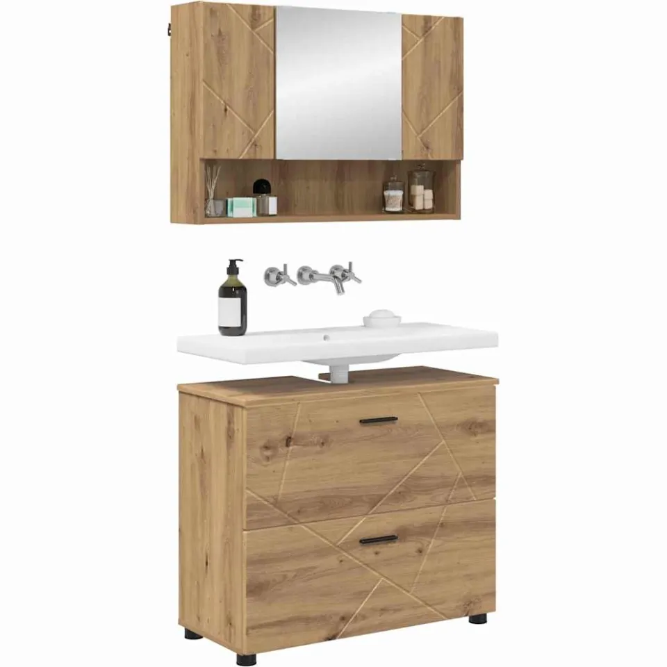 vidaXL Badkamermeubelset 2 st Artisan Eiken 76,5 x 35 x 64 cm Bruin