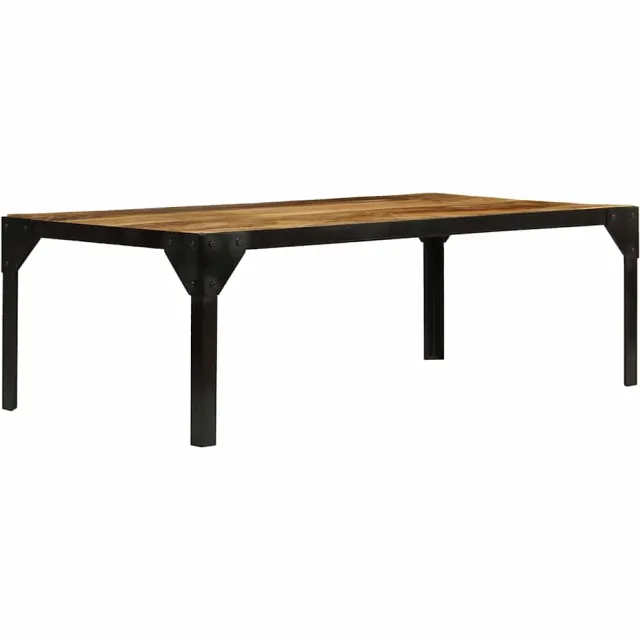 vidaXL Salontafel 110 cm massief ruw mangohout en staal, foto 2
