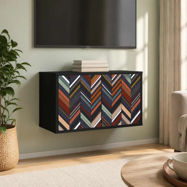 vidaXL Wandgemonteerd tv-meubel OMMEN 69 x 33 x 40 cm Zwart eiken