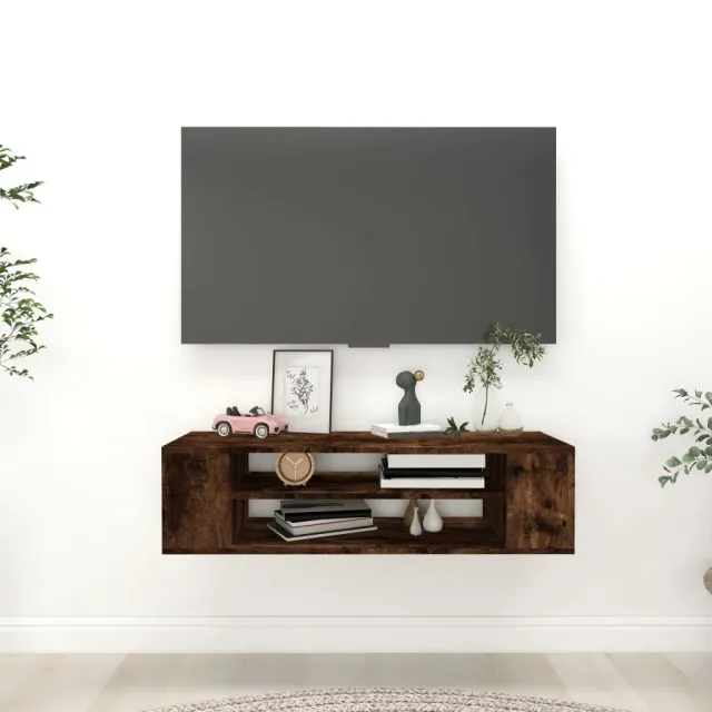vidaXL Tv-hangmeubel 100x30x26,5 cm bewerkt hout gerookt eikenkleurig Bruin