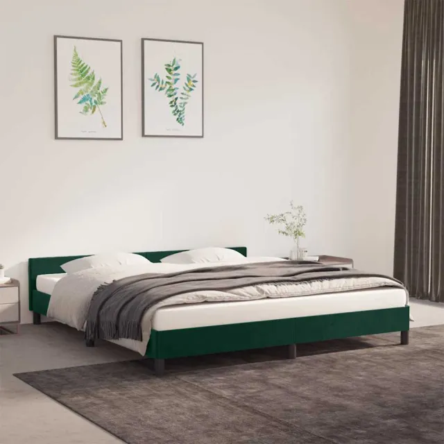 vidaXL Bedframe zonder matras 160x200 cm fluweel donkergroen
