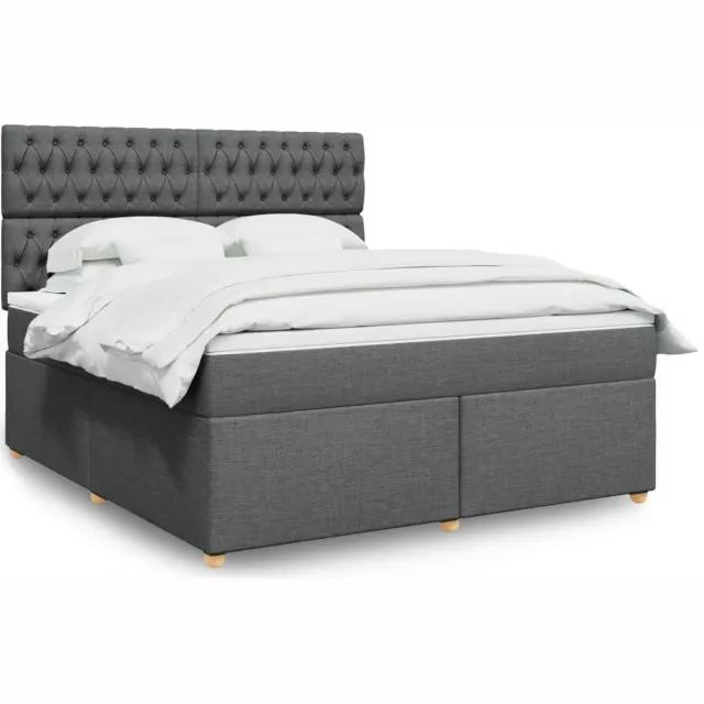 vidaXL Boxspring met matras stof donkergrijs 180x200 cm grijs