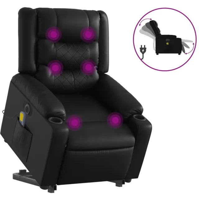 vidaXL Sta-op-massagestoel - elektrisch - kunstleer - zwart