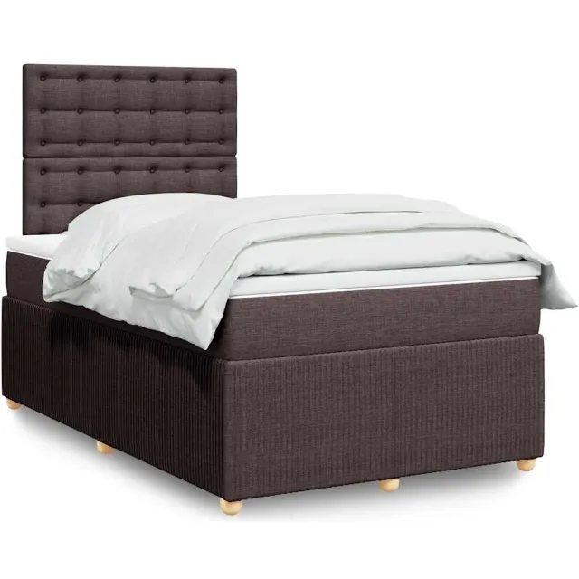 vidaXL Boxspring met matras stof donkerbruin 120x190 cm bruin