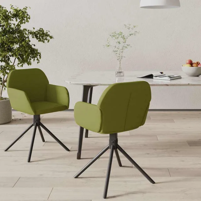 vidaXL Eetkamerstoelen draaibaar 2 st fluweel lichtgroen groen, foto 2