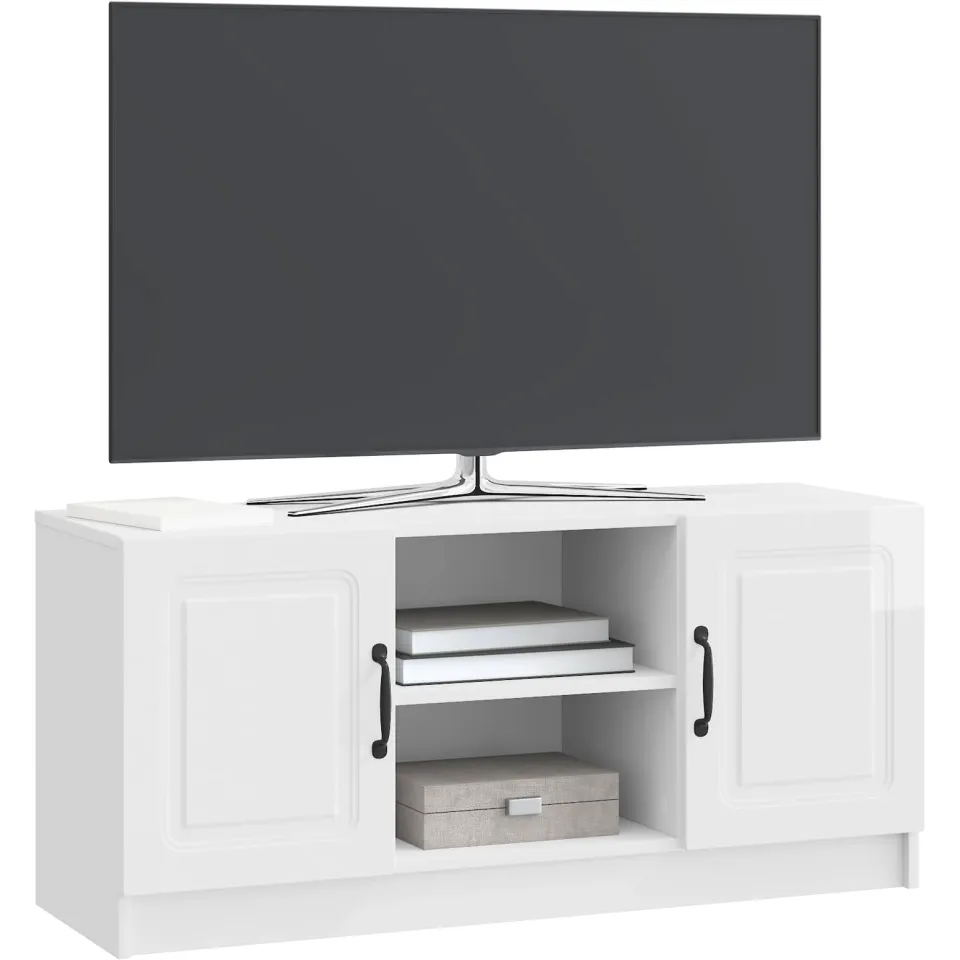 vidaXL TV-kast Hoogglans Wit 102 x 34,5 x 47 cm Bewerkt hout