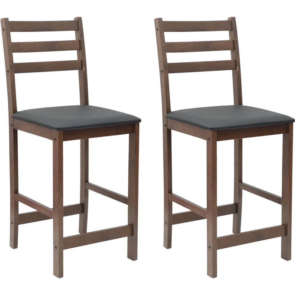vidaXL Eettafelstoelen 2 st Massief Rubberhout Licht Bruin