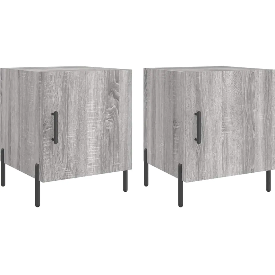 vidaXL Nachtkastjes 2 st 40x40x50 cm bewerkt hout grijs sonoma eiken, foto 3